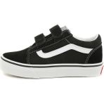 Vans Old Skool V Siyah Çocuk Spor Ayakkabı Erkek ve Kız Çocuklar İçin Düz Taban Tekstil Malzeme