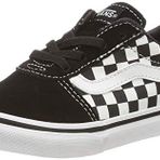 Vans Unisex Ward Slip-On Canvas çocuk spor ayakkabısı, Siyah Dama Siyah Gerçek Beyaz PVC, 17 EU