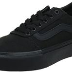Vans Ward Platform kadın spor ayakkabısı, Siyah kanvas, 34.5 EU