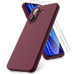 Vansdon Xiaomi Poco C65 / Redmi 13C ile uyumlu kılıf, 2 adet panzer folyo, yumuşak TPU sıvı silikon kılıf, darbeye dayanıklı kauçuk silikon jel kılıf-şarap kırmızısı