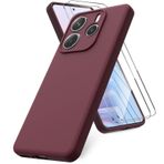 Vansdon Xiaomi Redmi Note 14 5G ile uyumlu kılıf, 2 adet kırılmaz folyo, yumuşak TPU sıvı silikon kılıf, darbeye dayanıklı kauçuk silikon jel Fall-şarap kırmızısı