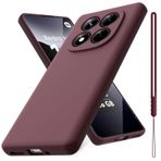 Vansdon Xiaomi Redmi Note 14 Pro 5G ile uyumlu kılıf, yumuşak TPU sıvı silikon kılıf, darbeye dayanıklı kauçuk, silikon jel, şarap kırmızısı