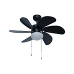 Vanti KCF279 60 W E27 6 Kanatlı Avizeli Siyah Ahşap Tavan Vantilatör