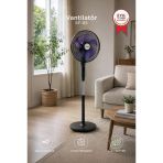 Vantilatör 6 Pervaneli 3 Kademeli Kumandalı Dijital Ekranlı Ayaklı 16 Inc 50W Fan Sf05 Siyah