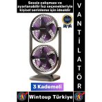 #Vantilatör Kompakt Sessiz Çalışma Yoğun Üflemeli 3 Kademeli Şarjlı Masa Üstü Çift Fanlı Vantilatör