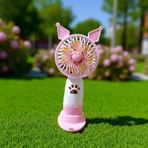 Vantilatör Mini Fan Pembe El Fanı Şarjlı Telefon Tutucu