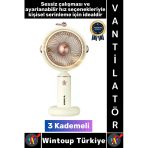 #Vantilatör Sessiz Yoğun Üflemeli 3 Kademeli Döner Başlıklı Şarjlı Mini Masa El Fanı Vantilatör
