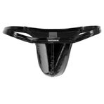 Vantissimo Erkek G-String Tanga Made in Germany deri parlak lake lateks görünümlü ıslak görünümlü suni deri, seksi iç çamaşırı, erkekler için iç çamaşırı, Siyah, S