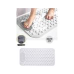 Vantuzlu Banyo Ve Küvet Matı, Kaydırmaz Duş Paspası Gözenekli Ayak Masaj Halısı 70x36cm Beyaz Beyaz