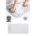Vantuzlu Banyo Ve Küvet Matı, Kaydırmaz Duş Paspası Gözenekli Ayak Masaj Halısı (70X36cm) Beyaz