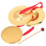 VANZACK 1 Takım Aslan Dansı Gong Küçük Gong Opera Gongu Gong Enstrümanı Tokmak Ile Gong Bakır El Zilleri Feng Shui Müzikal Oyuncaklar Parmak Zilleri Pirinç Ziller Alaşım Safran Çocuk Metal