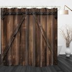 VANZEV Çiftlik Evi Rustik Duş Perdesi, Vintage Country Ahşap Ülke Ahır Duş Perdesi Banyo için Hediyeler, Su Geçirmez Kumaş Duş Perdesi Seti, 12 Kancalı Banyo Dekorasyonu 182 x 182 cm