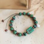 Vaoov 925 Ayar Gümüş Jade ve Hematit Taşlı Çapa Erkek Bileklik