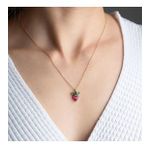 Vaoov 925 Ayar Gümüş Kırmızı Taşlı Çilek Kolye