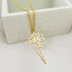 Vaoov 925 Ayar Gümüş Lotus İsim Kolye