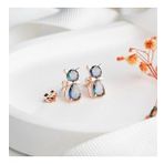 Vaoov 925 Ayar Gümüş Mistik Topaz Taşlı Kedi Küpe