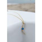 VAOOV 925 Ayar Gümüş Opal Taşli Gold Ay Kolye