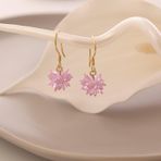 Vaoov 925 Ayar Gümüş Pembe Kristal Taşlı Lotus Küpe