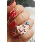 Vaoov 925 Ayar Gümüş Tiyatro Maske Kolye