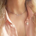 Vaoov 925 Ayar Gumus Venezia Zincirli Choker Isim Kolye