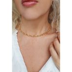 Vaoov Altın Kaplama Oval Zincir Choker Kolye