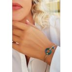 VAOOV Kadın El Yapımı Cam Gümüş Nazarlı Bileklik t004
