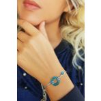 Vaoov Kadın El Yapımı Cam Gümüş Nazarlı Bileklik T005