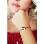 Vaoov Kadın El Yapımı Cam Noel Baba Gümüş Bileklik T021