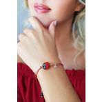 VAOOV Kadın El Yapımı Cam Uğur Böceği Gümüş Bileklik t016