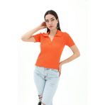 Vapur Polo Yakalı Kısa Kol Triko Kazak - Turuncu - Standart