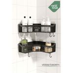 Varbifırsat 2' li Set Yapışkanlı Köşe Banyo Rafı Duş Şampuanlık Duvar Düzenleyici Köşelik Organizer
