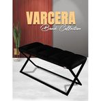 Varcera V2 Siyah Çapraz Metal Ayaklı Bench Puf