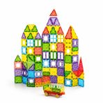 VARDEM 100 Parça Manyetik Blok Oyuncak Seti, 7,5 cm Renkli Manyetik Yapı Blokları, Kale ve Şekil Oluşturma Oyuncağı, Çocuklar İçin Eğitici STEM Zeka Geliştirici Manyetik Lego Tarzı Oyuncak Seti CPL087