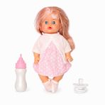 VARDEM 30 cm Sesli Emzikli ve Biberonlu Boncuk Bebek, Altını Islatan Oyuncak Bebek, Biberon Aksesuarlı Konuşan Bebek, Çocuklar İçin Evcilik ve Bakım Oyuncağı LD9706K-G (PEMBE BENEKLİ)