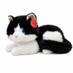 VARDEM 36 cm Peluş Sesli Kedi Oyuncak, 4 Asorti Renk Seçenekli Yumuşak Kedi Peluşu, Ses Efektli Çocuk Oyuncağı, Sarılmalık Uyku Arkadaşı ve Hediye Peluş Kedi PJH14473 (SİYAH-BEYAZ)