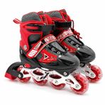 VARDEM Işıklı Ayarlanabilir Paten, Alıştırma ve Sıralı Kullanıma Uygun Çocuk Pateni, M Beden 34-37, 3 Renk Seçenekli, Işıklı Tekerlekli Ayarlanabilir Inline Paten YX-0151-63P(6258) (KIRMIZI)