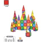 Vardem Magnetic Building Tiles (3.75) Cm 70 Parça Manyetik Yapı Oyunu | 3+ Yaş Zeka Geliştirici Eğitici Oyuncak | Renkli Mıknatıslı Blok Seti(3.75) CM