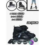 Vardem ~MonsterÇocuk~ Işıklı Ayarlanabilir (Alıştırma ve Sıralı) Paten Çocuk Outdoor Bahçe Oyunları - Siyah - 38 - 41
