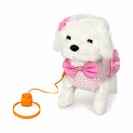 Vardem Peluş Tasmalı Yürüyen Köpek Oyuncak, Pembe Fiyonklu Sevimli Peluş Köpek, Hareketli Evcil Hayvan Oyuncağı, Çocuklar İçin Rol Yapma ve Bakım Oyunu PFT-B025