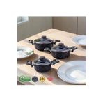 VARELİA 6 Parça Granit Mini Tencere Seti-12cm-14cm-16cm-Yanmaz Yapışmaz-Porsiyonluk