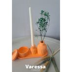 Varessa #dekoratif Set Şık Masa Üstü El Yapımı Dekor Seti (Mumluk & Vazo) - Turuncu