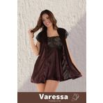 VARESSA Premium Yeni Rahat Zarif Kadın Büyüleyici Kahverengi Kadife Dantelli Sabahlık&Gecelik Takım 2'li Set