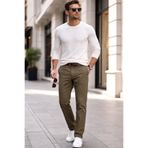 Varetta Erkek Açık Kahverengi Cepli Casual Chino Regular Kesim Likralı Pantolon Kanvas