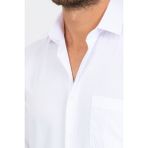 Varetta Erkek Beyaz Mini Desenli Cepli Uzun Kollu Casual Trend Şık Ofis Gömlek
