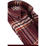Varetta Erkek Bordo Oduncu Gömlek – Kışlık Kalın Kareli Cepli Geniş Kesim Trend Gömlek Model - Bordo - Sarı - XL