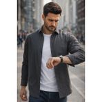 Varetta Erkek Füme Düz Gömlek Cepsiz Geniş Kesim Uzun Kollu - Kurşun Gri