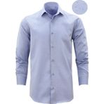Varetta Erkek Koyu Mavi Slim Fit Kendinden Desenli Cepsiz Uzun Kollu Gömlek - XL