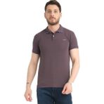 Varetta Erkek Küllü Mor Polo Yaka Yazlık Pamuklu Kısa Kollu T Shirt - Kül - Mor - 2XL