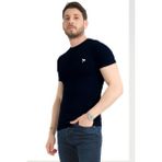 Varetta Erkek Kuzguni Siyah Bisiklet Yaka Likralı Pamuklu Kısa Kollu T Shirt - Silver Black