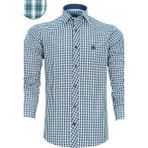 Varetta Erkek Lacivert-Yeşil Slim Fit Kareli Uzun Kollu Gömlek - 09L-Lacivert